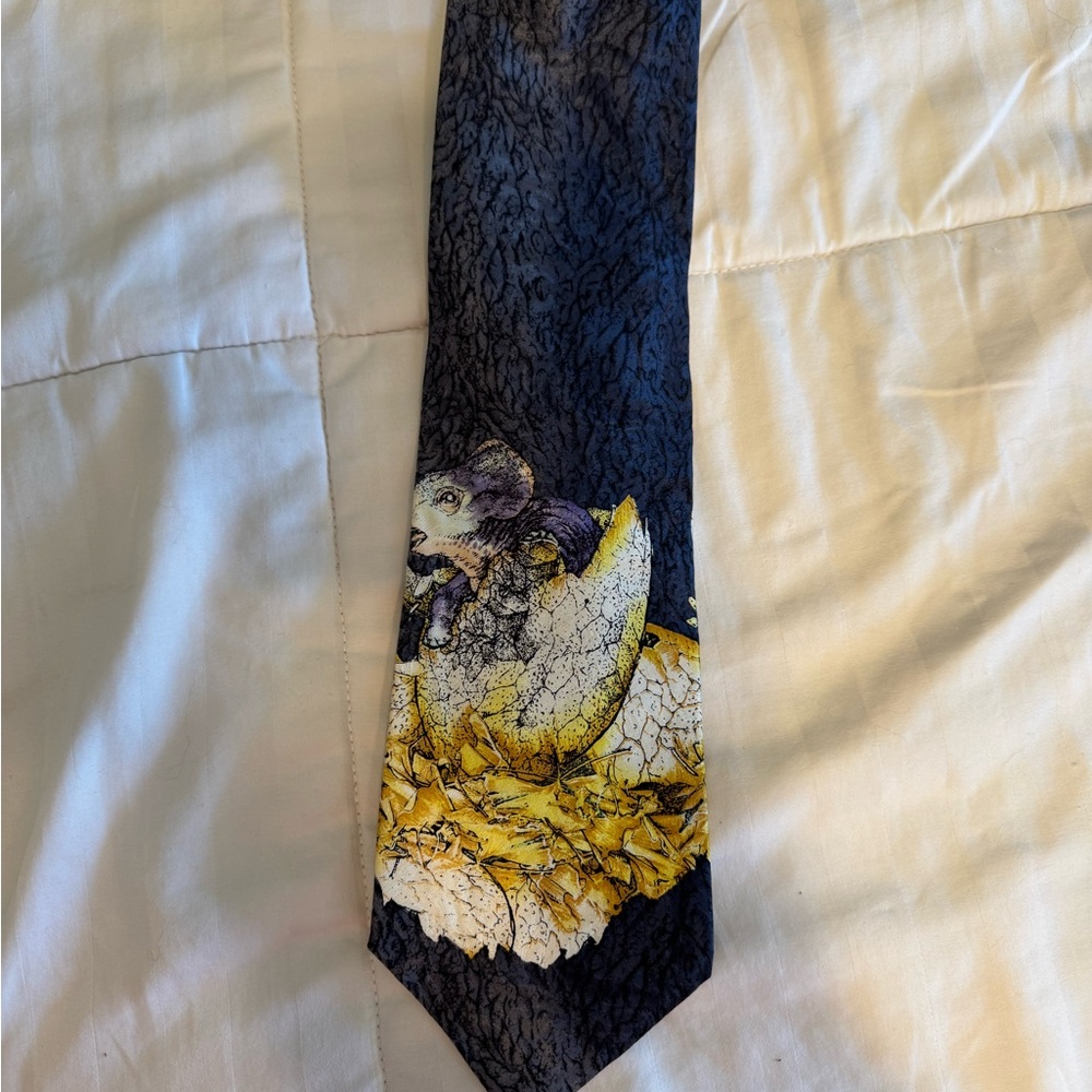 Vintage Jurassic Park Triceratops Hatchling Necktie Silk Made In USA